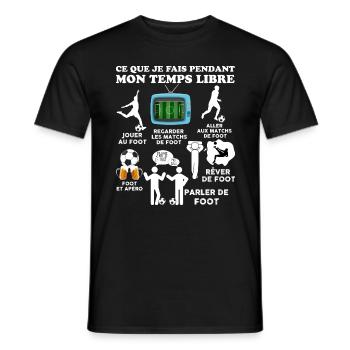 Foot Temps Libre Passion Football Cadeau Original - T-shirt homme - noir - Devant - AI Model Male 178 light (178cm)