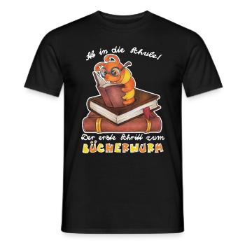 Niedlicher Bücherwurm Geschenk Lesen Schulkind - Männer T-Shirt - Schwarz - Vorne - AI Model Male 178 light (178cm)