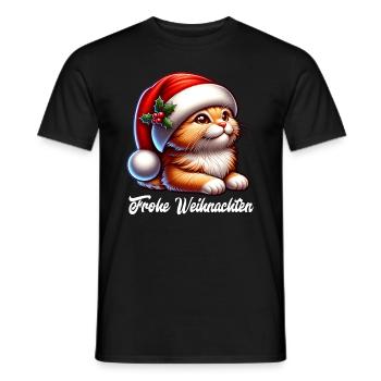 Frohe Weihnachten Weihnachts Katze - Männer T-Shirt - Schwarz - Vorne - AI Model Male 178 light (178cm)