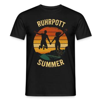 Ruhr Area Ruhrpott Summer Canal Romance - Men's T-Shirt - black - Front - AI Model Male 178 light (178cm)