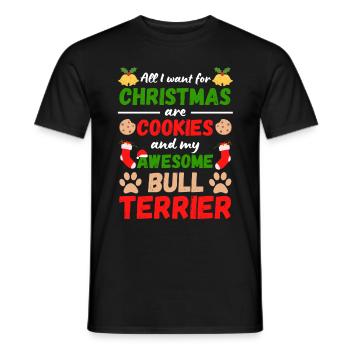 Biscuits Bull Terrier de Noël - T-shirt homme - noir - Devant - AI Model Male 178 light (178cm)