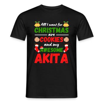 Christmas Akita Cookies - Men's T-Shirt - black - Front - AI Model Male 178 light (178cm)