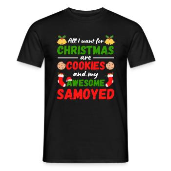 Christmas Samoyed Cookies - Men's T-Shirt - black - Front - AI Model Male 178 light (178cm)