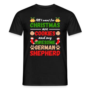 Christmas German Shepherd Cookies - Men's T-Shirt - black - Front - AI Model Male 178 light (178cm)