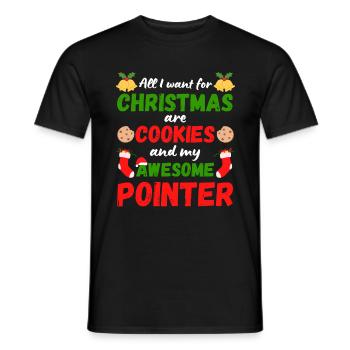 Christmas English Pointer Cookies - Men's T-Shirt - black - Front - AI Model Male 178 light (178cm)