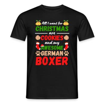 Christmas German Boxer Cookies - Men's T-Shirt - black - Front - AI Model Male 178 light (178cm)