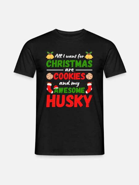 Biscuits Husky de Noël - T-shirt homme - noir