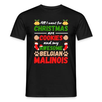 Christmas Belgian Malinois Biscuits - Men's T-Shirt - black - Front - AI Model Male 178 light (178cm)