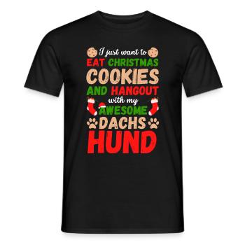 Christmas Dachshund Cookies - Men's T-Shirt - black - Front - AI Model Male 178 light (178cm)