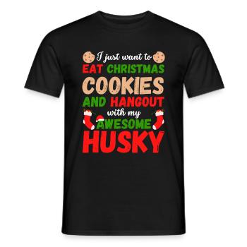 Biscuits Husky de Noël - T-shirt homme - noir - Devant - AI Model Male 178 light (178cm)