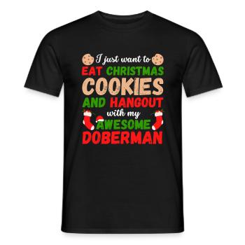 Christmas Doberman Cookies - Men's T-Shirt - black - Front - AI Model Male 178 light (178cm)