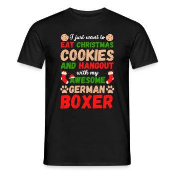 Christmas German Boxer Cookies - Men's T-Shirt - black - Front - AI Model Male 178 light (178cm)