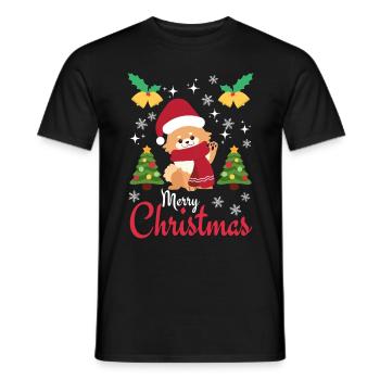 Weihnachten Süßer Zwergspitz Liebhaber Kawaii - Männer T-Shirt - Schwarz - Vorne - AI Model Male 178 light (178cm)