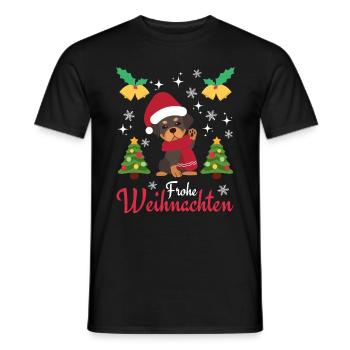 Weihnachten Süßer Rottweiler Liebhaber Kawaii - Männer T-Shirt - Schwarz - Vorne - AI Model Male 178 light (178cm)