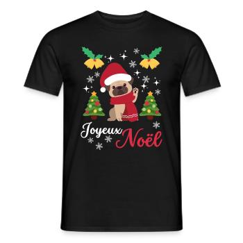 Weihnachten Süßer Mops Liebhaber Kawaii - Männer T-Shirt - Schwarz - Vorne - AI Model Male 178 light (178cm)