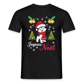 Christmas Sweet Husky Lover Kawaii - Men's T-Shirt - black - Front - AI Model Male 178 light (178cm)
