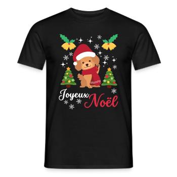 Frohe Weihnachten Süßer Pudel Kawaii - Männer T-Shirt - Schwarz - Vorne - AI Model Male 178 light (178cm)