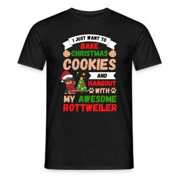 Christmas Sweet Rottweiler Lover Kawaii - Men's T-Shirt - black - Front - AI Model Male 178 light (178cm)
