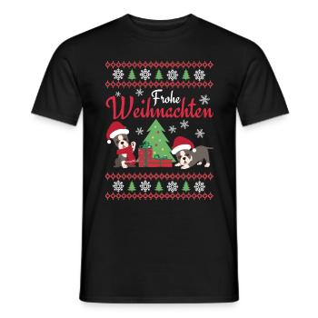Noël Sweet Boston Terrier Kawaii - T-shirt homme - noir - Devant - AI Model Male 178 light (178cm)