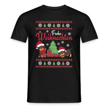 Weihnachten Süßer Rottweiler Liebhaber Kawaii - Männer T-Shirt - Schwarz - Vorne - AI Model Male 178 light (178cm)