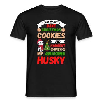 Weihnachten Süßer Husky Liebhaber Kawaii - Männer T-Shirt - Schwarz - Vorne - AI Model Male 178 light (178cm)