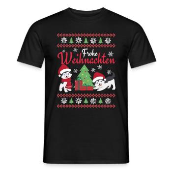 Weihnachten Süßer Husky Liebhaber Kawaii - Männer T-Shirt - Schwarz - Vorne - AI Model Male 178 light (178cm)
