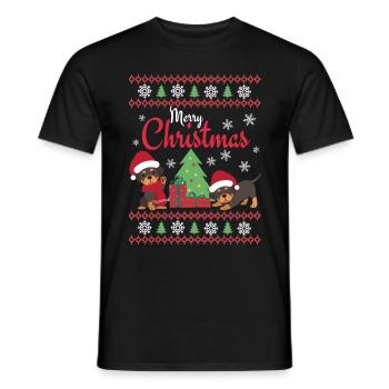 Weihnachten Süßer Rottweiler Liebhaber Kawaii - Männer T-Shirt - Schwarz - Vorne - AI Model Male 178 light (178cm)