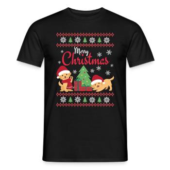 Christmas Sweet Golden Retriever Kawaii - Men's T-Shirt - black - Front - AI Model Male 178 light (178cm)