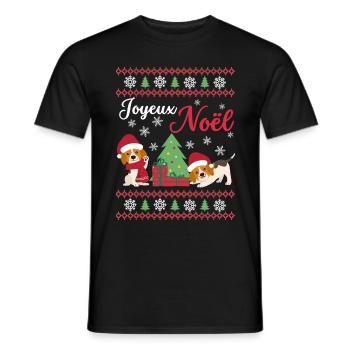 Christmas Sweet Beagle Kawaii - Men's T-Shirt - black - Front - AI Model Male 178 light (178cm)