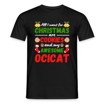 Biscuits ocicat de Noël pour chats - T-shirt homme - noir - Devant - AI Model Male 178 light (178cm)