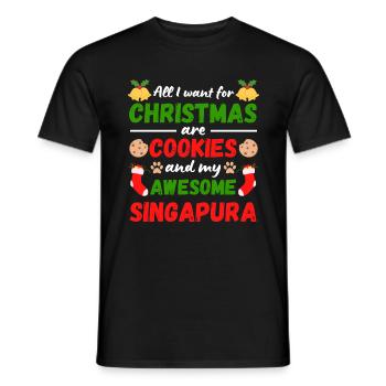 Biscuits de chat de Noël Singapoura - T-shirt homme - noir - Devant - AI Model Male 178 light (178cm)