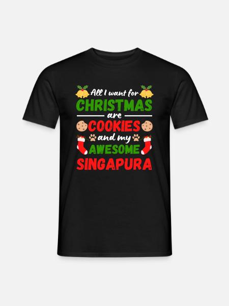 Weihnachten Singapura Katze Kekse - Männer T-Shirt - Schwarz