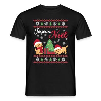 Christmas Sweet Golden Retriever Kawaii - Men's T-Shirt - black - Front - AI Model Male 178 light (178cm)