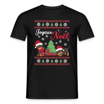 Christmas Sweet Rottweiler Lover Kawaii - Men's T-Shirt - black - Front - AI Model Male 178 light (178cm)