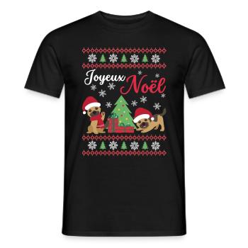 Noël Doux Berger Allemand Kawaii - T-shirt homme - noir - Devant - AI Model Male 178 light (178cm)