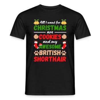 Weihnachten Britisch Kurzhaarkatze Kekse - Männer T-Shirt - Schwarz - Vorne - AI Model Male 178 light (178cm)
