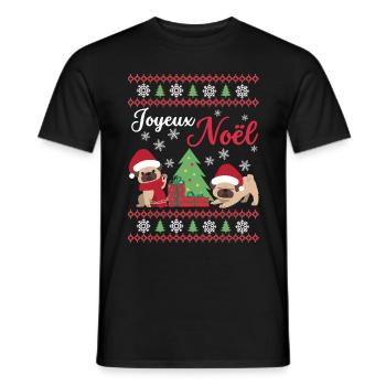 Weihnachten Süßer Mops Liebhaber Kawaii - Männer T-Shirt - Schwarz - Vorne - AI Model Male 178 light (178cm)