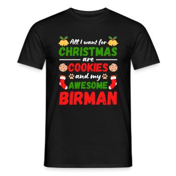 Biscuits de chat birmans de Noël - T-shirt homme - noir - Devant - AI Model Male 178 light (178cm)