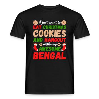 Biscuits de chat bengale de Noël - T-shirt homme - noir - Devant - AI Model Male 178 light (178cm)