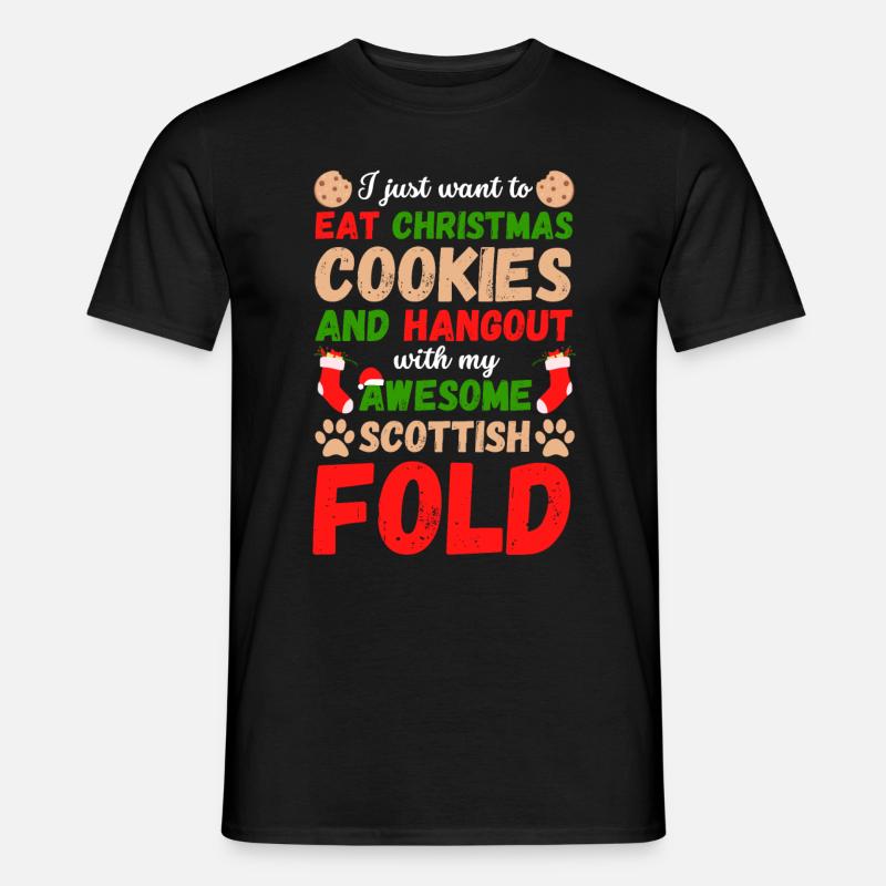 Weihnachten scotish fold Katze Kekse - Männer T-Shirt - Schwarz
