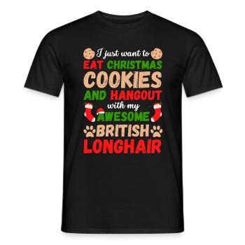 Biscuits de Noël British Longhair Cat Bake - T-shirt homme - noir - Devant - AI Model Male 178 light (178cm)