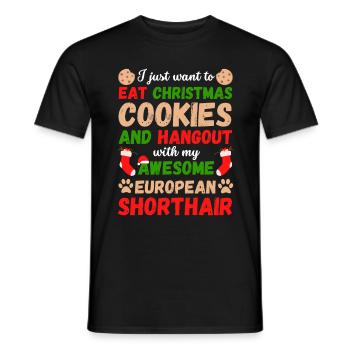 Weihnachten europäische Kurzhaarkatze Katze - Männer T-Shirt - Schwarz - Vorne - AI Model Male 178 light (178cm)