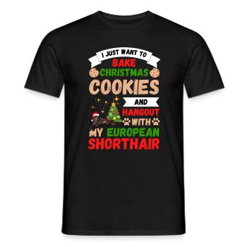 Weihnachten europäische Kurzhaarkatze Katze - Männer T-Shirt - Schwarz - Vorne - AI Model Male 178 light (178cm)