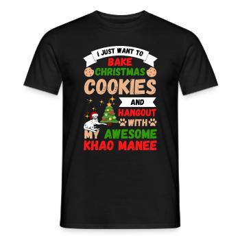 Noël Khao Manee chat cuire des biscuits - T-shirt homme - noir - Devant - AI Model Male 178 light (178cm)
