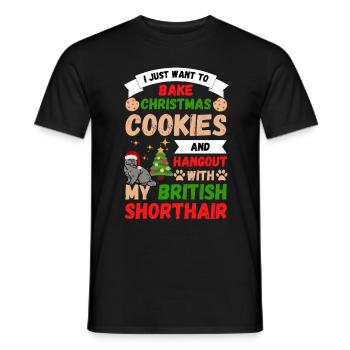Weihnachten Britisch Kurzhaarkatze Kekse backen - Männer T-Shirt - Schwarz - Vorne - AI Model Male 178 light (178cm)
