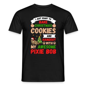 Noël Pixiebob chat cuisson des biscuits avec chat - T-shirt homme - noir - Devant - AI Model Male 178 light (178cm)