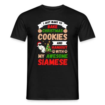 Weihnachten Siam katze Kekse backen mit Katze - Männer T-Shirt - Schwarz - Vorne - AI Model Male 178 light (178cm)