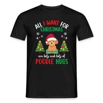 Joyeux Noël Caniche doux Kawaii - T-shirt homme - noir - Devant - AI Model Male 178 light (178cm)