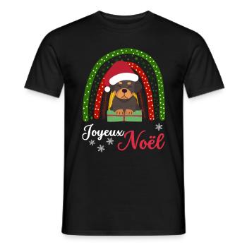 Christmas Sweet Rottweiler Lover Kawaii - Men's T-Shirt - black - Front - AI Model Male 178 light (178cm)