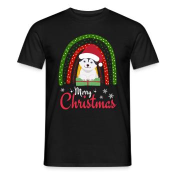 Christmas Sweet Husky Lover Kawaii - Men's T-Shirt - black - Front - AI Model Male 178 light (178cm)